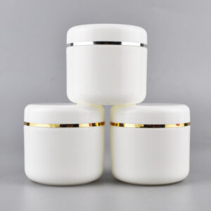 30-1000ml PP white plastic cream jar with gold or silver line on lid for skincare eye cream hair mask