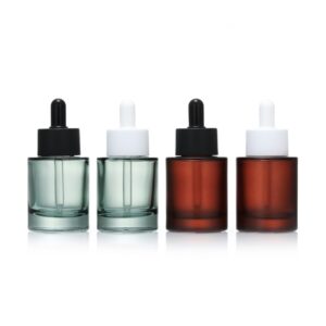 30ml 40ml 50ml 100ml 120ml Amber Green Thick Bottom Flat Shoulder Glass Dropper Bottle