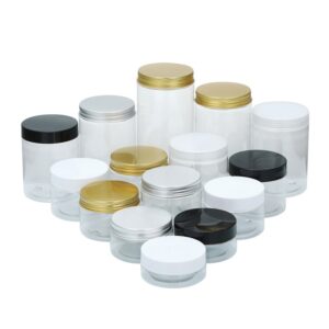 Clear Powder Plastic Cream Jar PET Food Honey Jars Scrub Body Butter Container Jar with Plastic or aluminum Lids