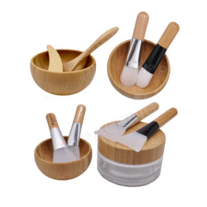 Empty Cosmetic Tools Wood Spa Bowl Bamboo Clay Mask Mixing Bowl with Spoon Spatula And Brush