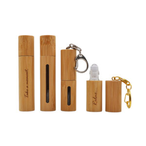 5ml 10ml 15ml Natural Bamboo Cover Glass Roll on Bottles for Essential Oils with Stainless Steel/ Glass Roller Balls