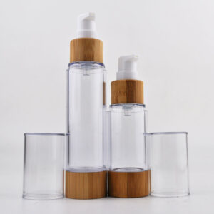 High-end Airless Serum Container 15ml 30ml 50ml Refillable Empty Bamboo Lotion Pump Spray Cosmetic Packaging