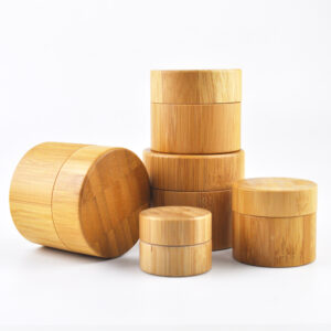 Custom 5g-250g Bamboo Cosmetic Container Full Bamboo Cream Jar With Glass/ PP/ Aluminum Inner