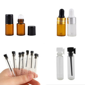 1ml 2ml 3ml Empty Clear Amber Blue Sample Glass Roll on Vial Essential Oil Dropper Bottle