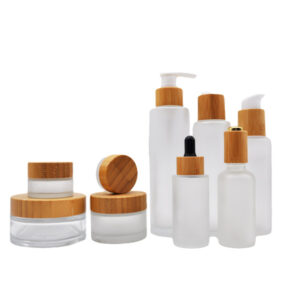 Luxury 20ml-200ml Empty Cosmetic Container Skincare Toner Bamboo Spray Lotion Shampoo Pump Cap Glass Bottle