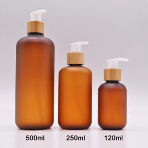 2026 New Style Label Design Recyclable 120ml 250ml 500ml  Amber Packaging Face Body Hair Oil Plastic Pump Bottle