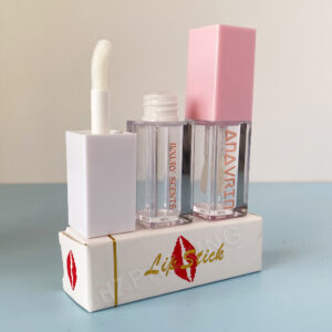 Wholesale 5ml Lip Oil Tubes Private Printed Label Clear Pink Square Cosmetic Container Lip Gloss Tubes With Big Brush